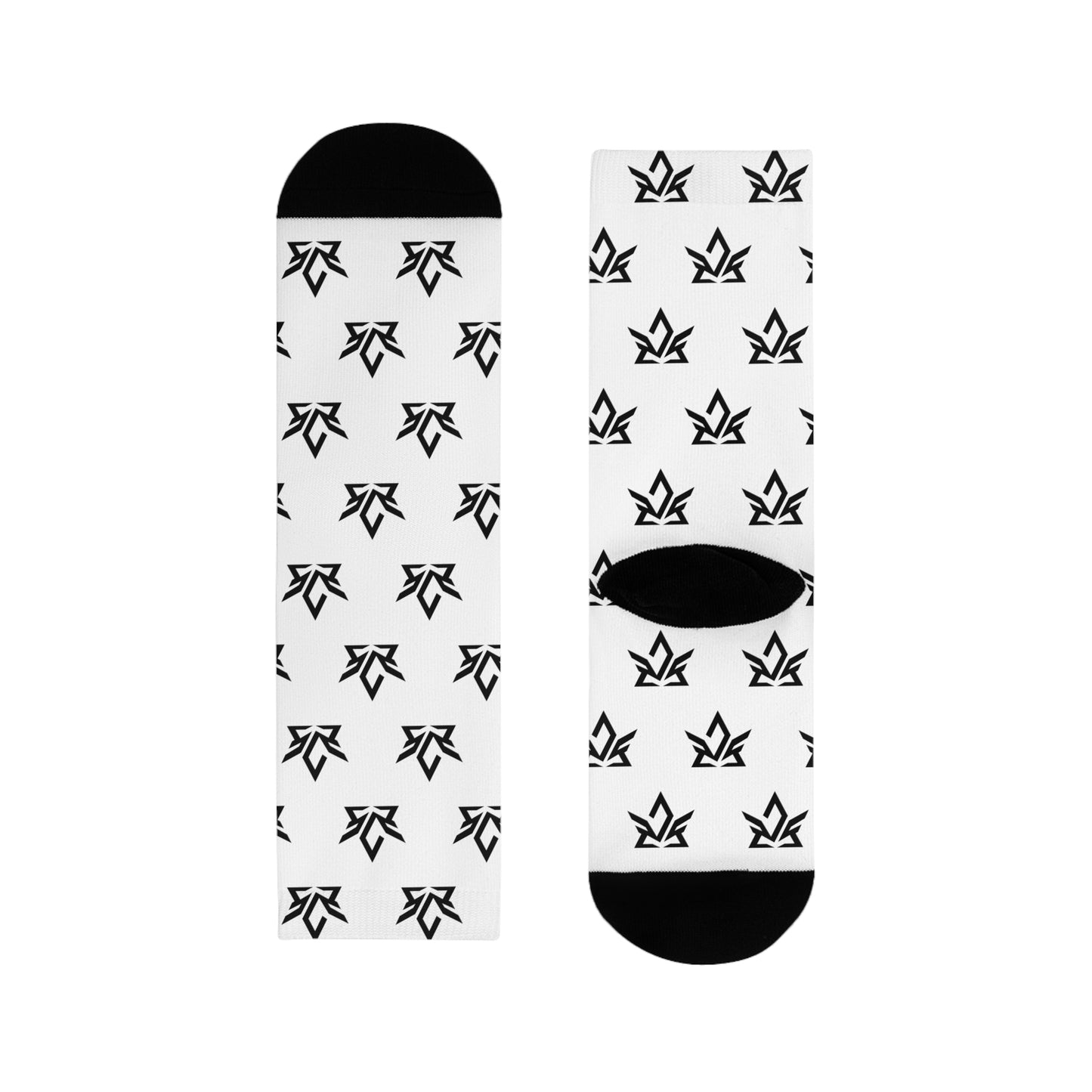 Stylish Sublimation Crew Socks with Trendy Black Pattern