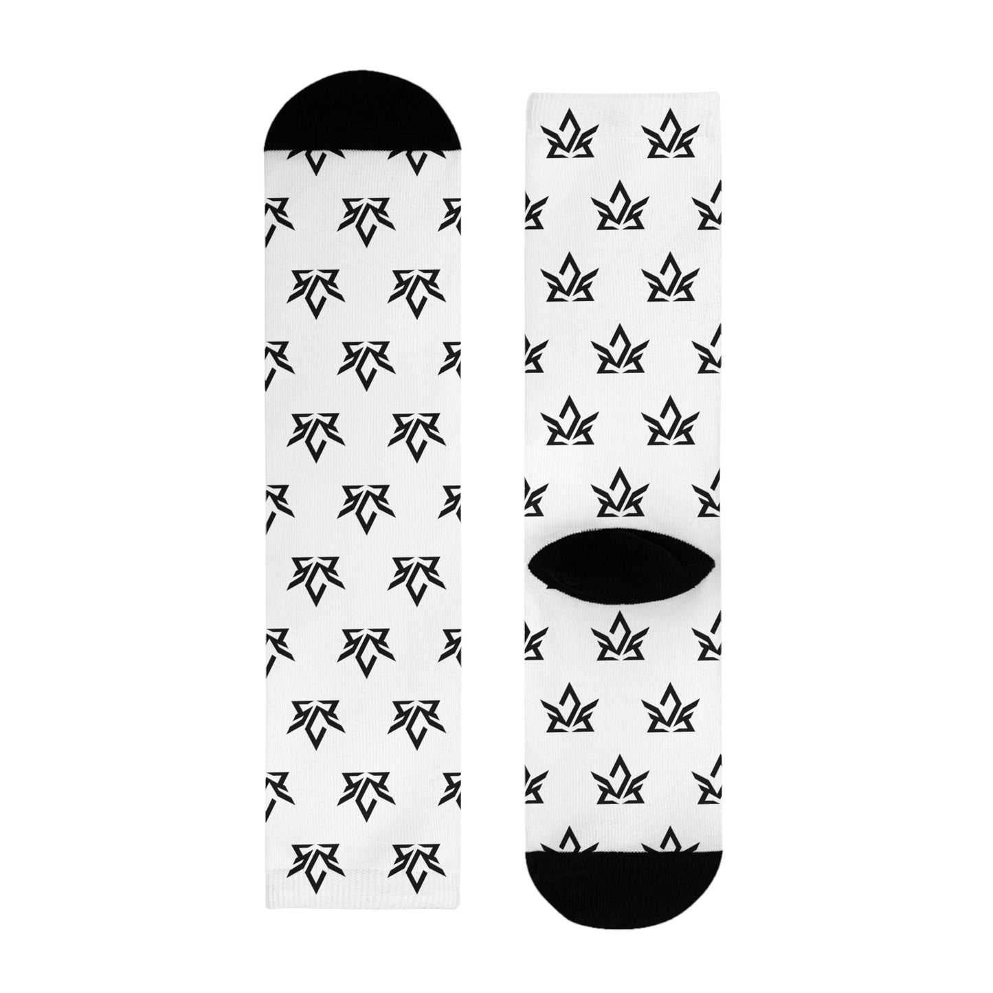 Stylish Sublimation Crew Socks with Trendy Black Pattern