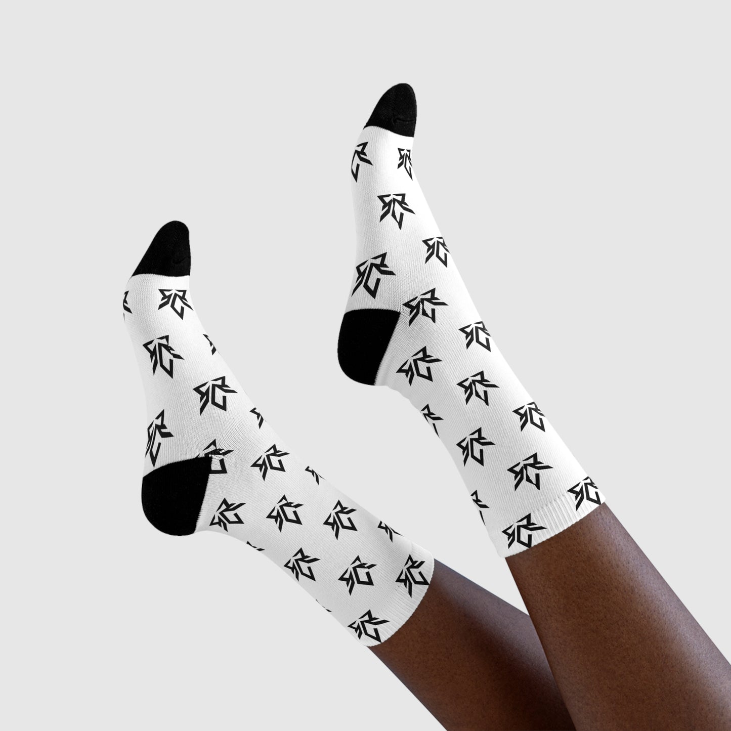 Stylish Sublimation Crew Socks with Trendy Black Pattern