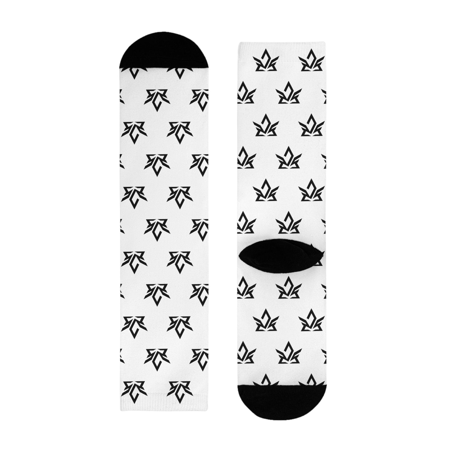 Stylish Sublimation Crew Socks with Trendy Black Pattern