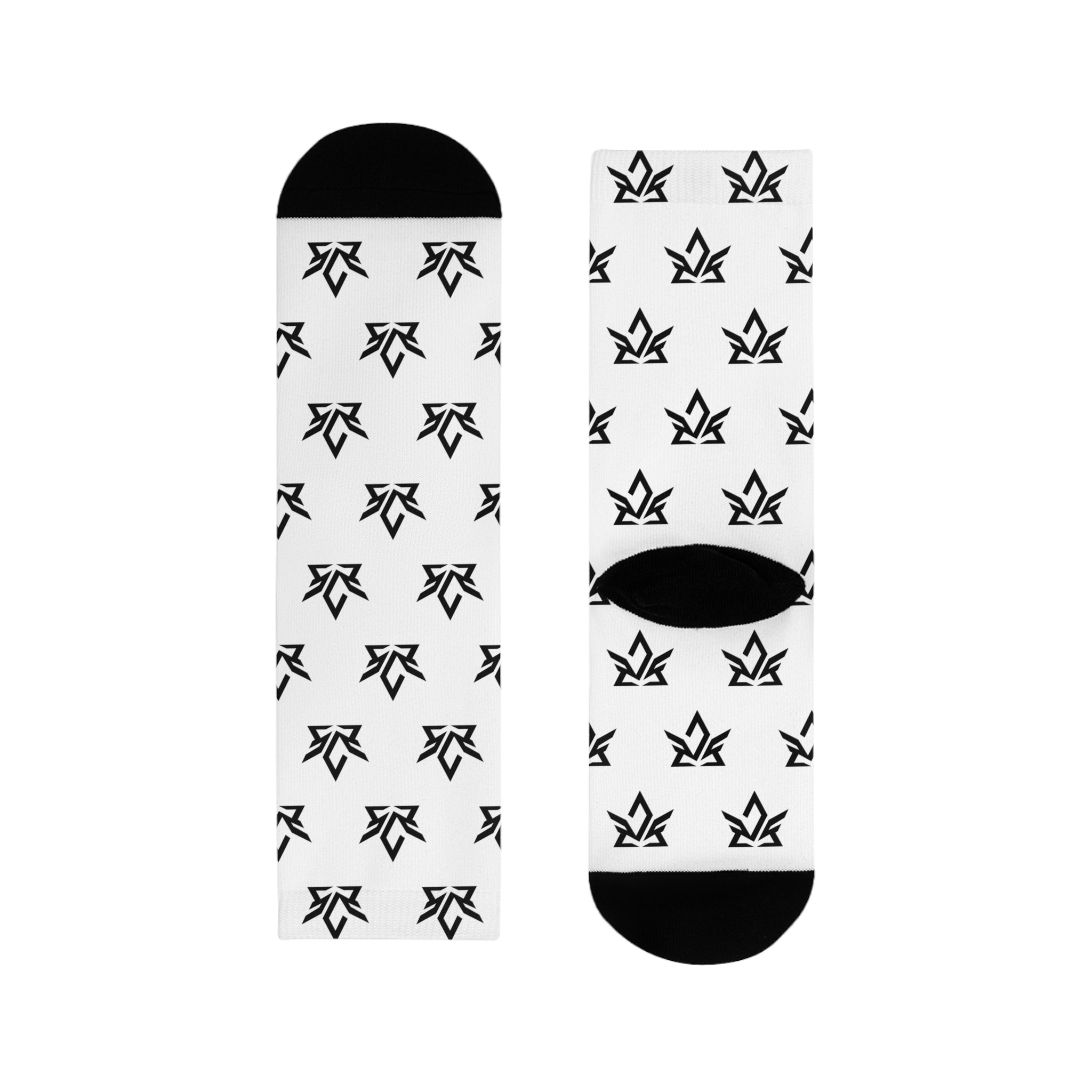 Stylish Sublimation Crew Socks with Trendy Black Pattern